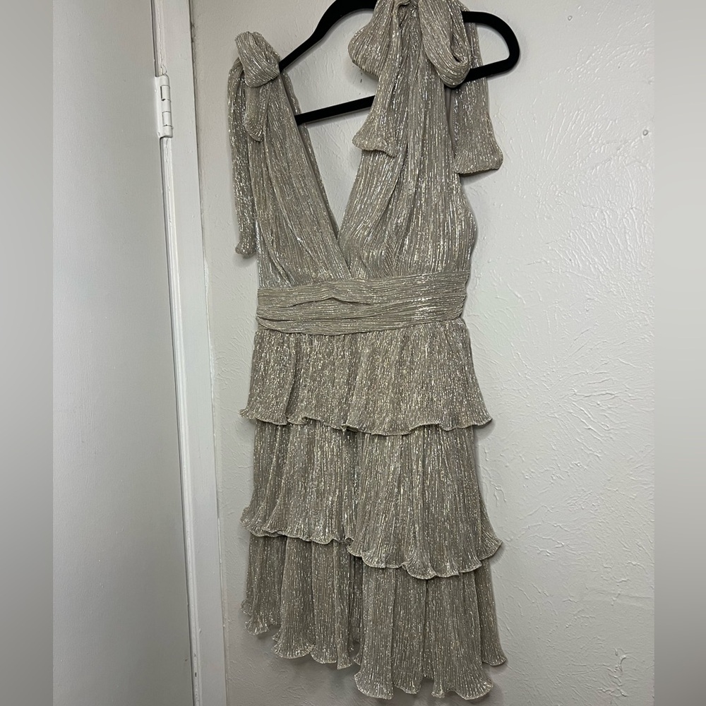 Mable Gold Metallic Ruffle Dress - Picture 4 of 9